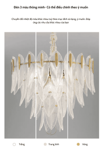 đèn chiếc lá có Chế độ 3 màu ánh sáng dễ điều chỉnh phù hợp với không gian