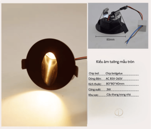 Mẫu đèn âm tường chiếu chân cầu thang hiện đại, đơn giản