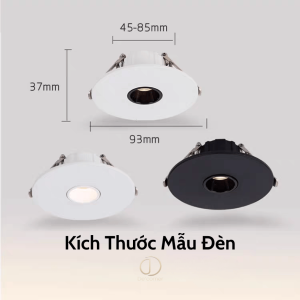 Kích thước đèn chiếu điểm góc chiếu nhỏ gọn, độ cao vừa phù hợp cho trần thấp